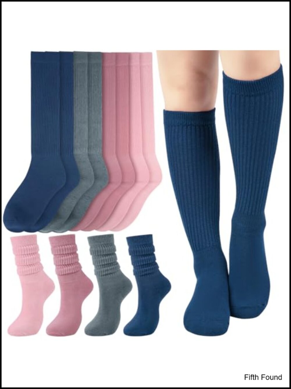 Slouchy Knee High Boot Socks Women Cotton Blend 4 Pairs Soft Knit